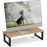 Relaxdays Monitorständer Bildschirmerhöhung 15 x 55 x 23 cm Natur/Schwarz