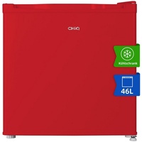 CHiQ Table Top Kühlschrank CSD46D4RE, 50 cm hoch, 47 cm breit, Mini Kühlschrank, 39dB,12 Jahre Garantie auf den Kompressor rot
