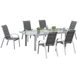 Gartenmöbel Set 7-tlg Amalfi di Lusso Metall/Glas/Textil