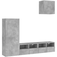 VidaXL 4-Tlg Wohnwand Betongrau Holzwerkstoff 3216503