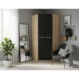 Priess Eckkleiderschrank PRIESS "Barcelona Kleiderschrank Ecklösung Raumwunder", schwarz (astkernbuche, schwarz), B:78cm H:193cm T:78cm, Holzwerkstoff, Schränke, Eckkleiderschrank, in 2 Tiefen Schrank Eckschrank Garderobe