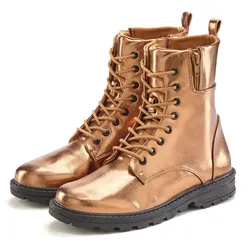 Stiefelette, im angesagten Metallic-Look, Stiefel, Boots VEGAN, Gr. 39, bronzefarben, , 34067411-39