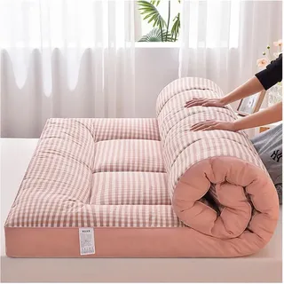 Japanische Futon-Matratze, Bodenmatratze, Klappmatratze, Tatami-Matratze, tragbare Camping-Matratze, leicht zu verstauen, atmungsaktiver Stoff für Couch-Matratze, Rosa, 180 x 200 cm