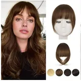 luxuskollektion 100% Echthaar Clip in Pony Extensions Mittelbraun Fringe