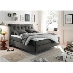 Boxspringbett ED EXCITING DESIGN "Malibu", grau (anthrazit soro 97), B:192cm L:230cm, 100% Polyester, Komplettbetten, Boxspringbett, inkl. Topper