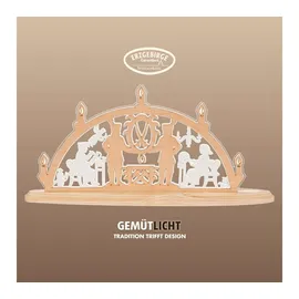 Weigla LED Schwibbogen Erzgebirge, moderner Lichterbogen aus Holz & Acrylglas,Made in Germany, Erzgebirge garantiert, Weihnachtsdeko Innen, Weihnachtsbeleuchtung beige