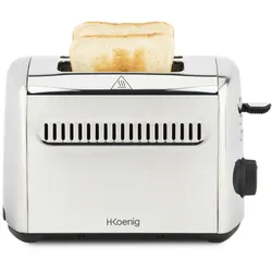 H.Koenig H. Koenig Toaster Toast Toaster 2 Scheiben TOAS9 Breite Schlitze 40mm Edelstahl Vintage, 7 Stufen Bräunung, Auftauen