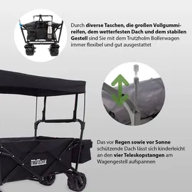 Trutzholm Bollerwagen faltbar mit Sonnendach grau/schwarz