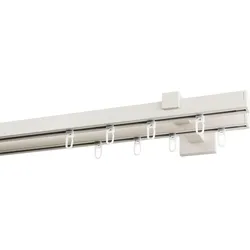 Gardinenstange GARESA "Nora", weiß, L:610cm, Aluminium, Gardinenstangen, Vorhanggarnitur, einfache Montage an die Wand, verlängerbar, Kappe