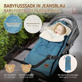 joyz Babyfußsack, 94x48x10 cm Jeans-Blau aus Polyester Joyz