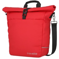 Travelite BASICS FOR BIKES - Fahrradtasche Gepäckträger wasserdicht, mit abnehmbaren Schultergurt und Rolltop Verschluss, 14 Liter, 0.8kg, Rot