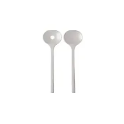 Mepal Bloom Salatbesteck, Salatlöffel mit Abtropfloch, 2-teilig 105959031400  , Farbe: pebble white