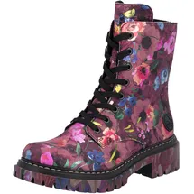Rieker Schnürboots RIEKER, Damen, Gr. 36, bunt (multi), Lederimitat, Schuhe Schnürboots, Schnürstiefelette, Profilsohle, in veganer Verarbeitung