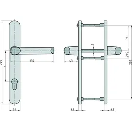 BASI 7830-0109 Schmalrahmen-Drücker-Garnitur
