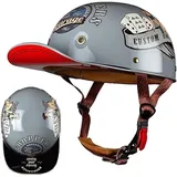 Motorrad Halbschalen Halbhelm Halbschalenhelm Baseballmütze-Helm Baseball Cap Motorradhelm Mit ECE-Zulassung Cruiser Chopper Scooter Helm Für Bike Cruiser Chopper Moped Scooter,I-M =(57〜58CM)