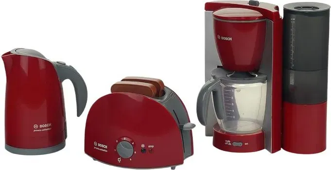 Theo Klein 9580 Bosch Frühstücksset | Küchen-Set bestehend aus Toaster, Kaffeemaschine und Wasserkocher | Spielzeug für Kinder ab 3 Jahren