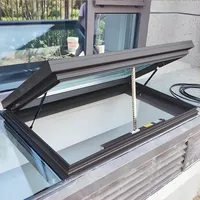 Kaverno Dachfenster Mit Sonnenschutzfolie Und Handschuhen, Lichtschacht Für Schräg- Oder Flachdach, Anpassbare Dachluke Mit Doppeltem Gehärtetem Glas Für Keller(Black,LxW 80x70cm/31.5x27.6in)