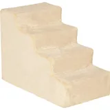 PawHut Haustiertreppe 4-stufige Hunderampe mit abnehmbarer Bezug Katzentreppe Hundetreppe Tiertreppe Spanplatte Plüsch Beige 60 x 35 x 44 cm   Aosom