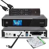 VU+ UNO 4K SE - UHD 1x DVB-S2 FBC Twin Tuner Linux Receiver, YouTube, Satellit Festplattenreceiver, CI + Kartenleser, Media Player, USB 3.0, + EasyMouse HDMI-Kabel, 1TB HDD, 150 Mbit WiFi
