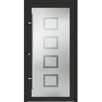 PREMIUM Aluminium-Glas Haustür "HEIDI" 90 mm Vollglas flächenbündig Anthrazit Eisenglimmer DB 703 beidseitig innen öffnend DIN links