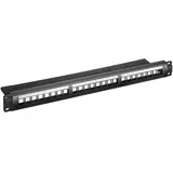goobay 95743 Keystone Patch Panel 24 Port 24 Port Netzwerk-Patchpanel 483mm 19 Zoll 1HE, Schwarz