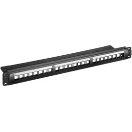 goobay 95743 Keystone Patch Panel 24 Port 24 Port Netzwerk-Patchpanel 483mm 19 Zoll 1HE, Schwarz