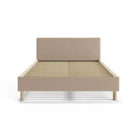 Andas Polsterbett ANDAS "Albybyn, Bettgestell mit Kopfteil und Lattenrost, in 2 Breiten", beige, B:145cm H:84cm L:205,5cm, 100% Polyester, Betten, Polsterbett, ohne Bettkasten und Matratze, in 2 Breiten- 140 und 160 cm