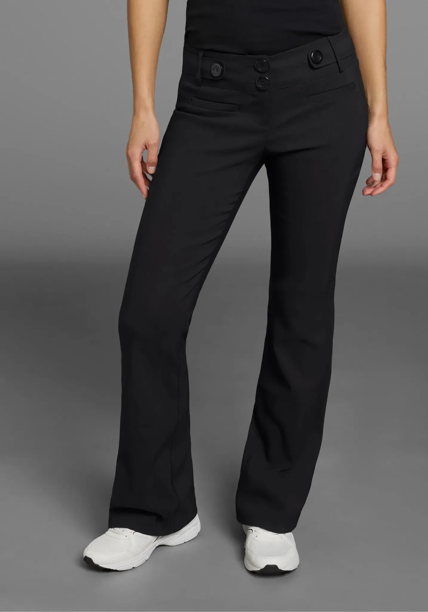 Anzughose MELROSE, Damen, Gr. 32, N-Gr, schwarz, Web, Obermaterial: 71% Polyester, 25% Viskose, 4% Elasthan, unifarben, ausgestellt lang, Hosen Anzughose, in Bootcut-Form