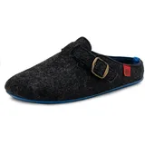 Andrés Machado - Hausschuhe für Herren - Winter - VAL – Unisex Pantoffeln – Wolle und Filz – rutschfeste Gummisohle und herausnehmbares Fußbett - Schwarz Blau EU 47 - 47 EU