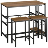 Homcom Bartisch-Set mit 2 Barhockern Natur, (835-215)