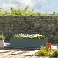 GFP HALFSIZE Aluminium Hochbeet - Platzsparendes & Stabiles Gartenbeet in Anthrazit - 195 x 99 x 39 cm - Ideales halbhohes Modell für Familien-Gartenspaß