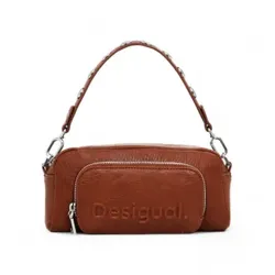 Desigual für Damen. 24WAXP33 Halbes Logo braune Tasche (OSFA), Lässig, Polyurethan