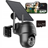 COOAU 5MP Solar Überwachungskamera Außen Akku mit PTZ, WLAN IP Kamera Outdoor Kabellose mit PIR-Sensor, Farbnachtsicht, Alexa, 2-Wege-Audio, 64 SD