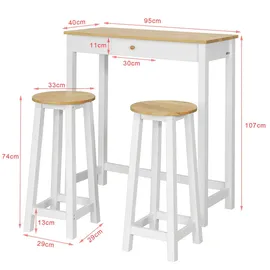 SoBuy Bartisch 95 x 40,01 x 107,01 cm Weiß