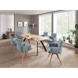 K+W Komfort & Wohnen Drehstuhl, Flachgewebe H2O 660, Armlehnenstuhll mit 360° Drehfunktion massives Holzuntergestell
