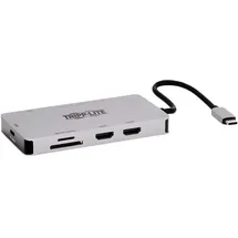 Tripp Lite Tripp USB-C Dock, Dual Display - 4K 60 Hz HDMI, USB 3.2 Gen 1, USB-A Hub, GbE, Memory Card, 100W USB-C 3 Ports), Dockingstation - USB Hub, Grau