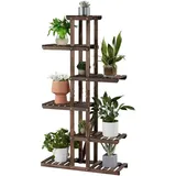 Yaheetech 6 Etagen Blumenständer, Blumenregal aus Massivholz, Pflanzenregal, Platzsparend & Multifunktional Blumenbank für Balkon/Terrasse/Garten