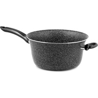 HOME Kochkessel Antihaft mit Griff, Stein, Schwarz/Silber, 26 cm