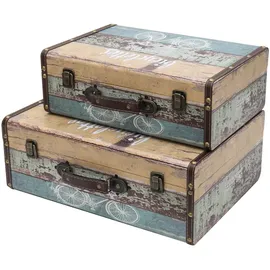 HMF Aufbewahrungsbox Vintage Koffer 38 + 44 cm 2-tlg. bunt