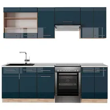 Vicco Küchenzeile Fame-Line 240 cm Dunkelblau Hochglanz
