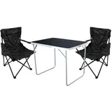 Mojawo 3-tlg Camping Set Gartenmöbel Campingtisch 2 Campingstuhl Klappstuhl Schwarz