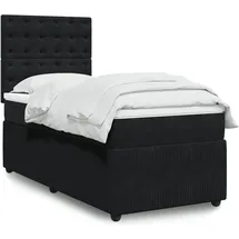 vidaXL Boxspringbett mit Matratze Schwarz 140x200 cm Samt