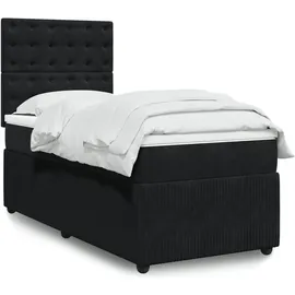 vidaXL Boxspringbett mit Matratze Schwarz 140x200 cm Samt