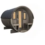Wolff Finnhaus Saunafass Fasssauna 250 Schwarz hellgrau Komplett montiert inkl. gratis Sauna-Set (6-teilig)
