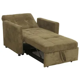 MCW Schlafsessel MCW-L90, Klappsessel Gästebett Relaxsessel, Liegefläche 200x100cm Stoff/Textil Cord ~ grün