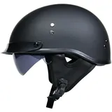 SDFGDFD Motorradhelm Retro Halbhelm Chopper Helm DOT/ECE Zertifizierung Klassisch Motorradhelm Erwachsene Damen Und Herren Mit Sonnenblende Halbschalenhelm Halbschale Jethelm