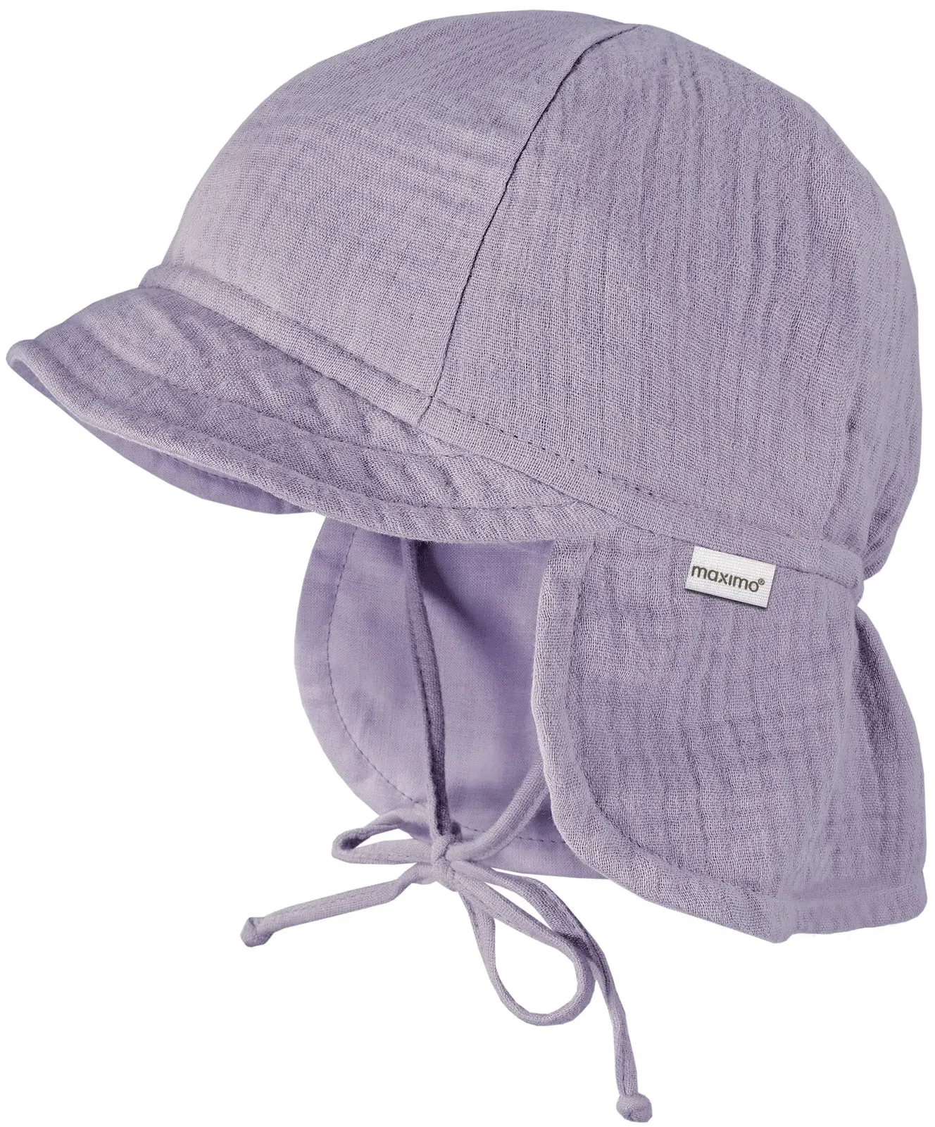 Schirmmütze MAXIMO, Jungen, Gr. 47, lila, Web, Baumwolle, unifarben, Mützen, Musselin, Nackenschutz, Bindeband, Unisex, UV-Schutz