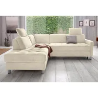 Ecksofa SIT & MORE "Pablo L-Form" Sofas Gr. B/H/T: 233cm x 78cm x 196cm, Luxus-Microfaser, Ottomane links, ohne Bettfunktion, beige (creme) wahlweise mit Bettfunktion