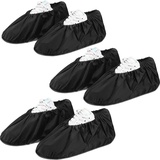 3 Pairs schuhabdeckung schuhüberzieher wasserdicht Schwarz schuhüberzieher mehrweg wasserdichte überschuhe Für Die Hausreinigung, Teppichschutz, Unisex - 30