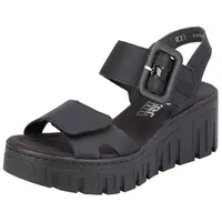 Rieker Keilsandalette Sommerschuh, Sandale, Keilabsatz, mit Plateau schwarz |